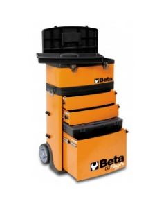 CHARIOT AVEC 2 COFFRES DE RANGEMENT METALLIQUES