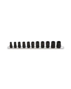 JEU DE 11 EXTRACTEURS D'ECROUS  ENDOMMAGES AVEC CARRES 3/8"ET 1/2"  SUR RAIL