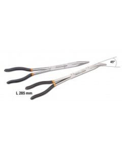 JEU DE 2 PINCES EXTRA- LONGS A BECS DEMI- RONDS STRIES AVEC DOUBLE ARTICULATION