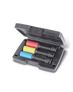 COFFRET DE 3 DOUILLES A CHOCS GAINEES POUR ECROUS DE ROUES EN ALLIAGE  LEGER SERIE LONGUE 